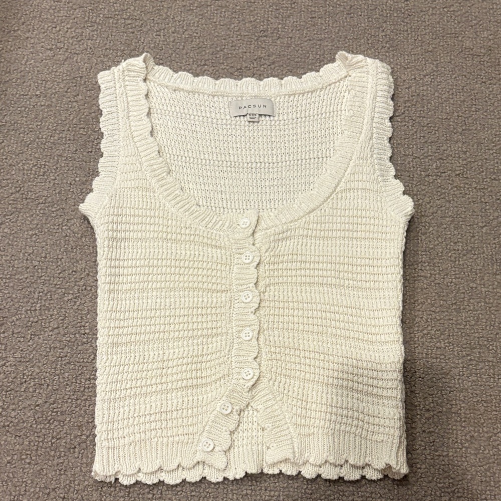 PacSun Off-White Knit Button-Up Tank